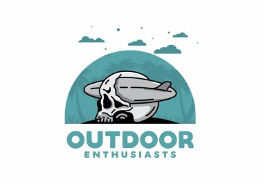 Kafatasını delen bir sörf tahtasının çizimi