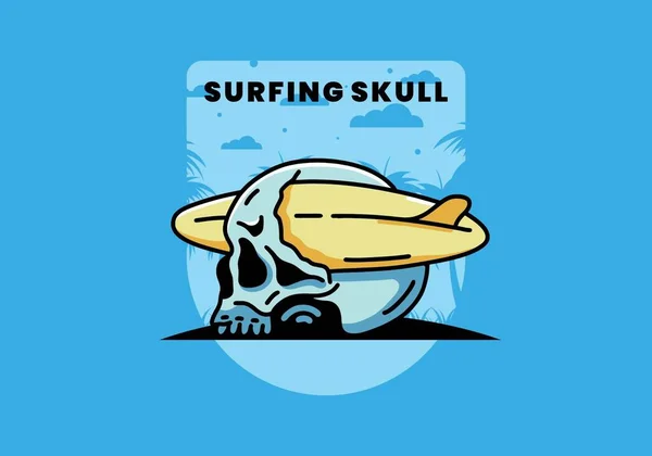 Illustration Design Surfboard Piercing Skull — ストックベクタ