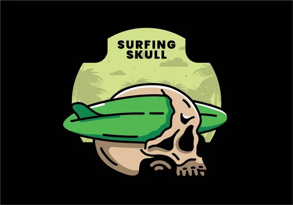 Illustration Design Surfboard Piercing Skull — ストックベクタ