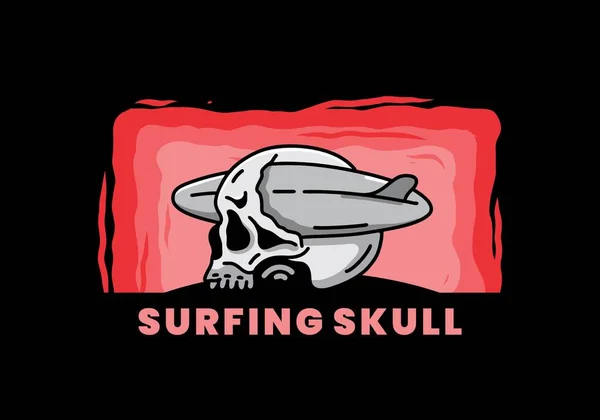 Ilustração Design Uma Prancha Surf Perfurando Crânio — Vetor de Stock