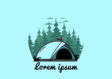 Bir Kubbe çadırının çizim rozeti tasarımı