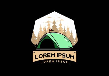 Bir Kubbe çadırının çizim rozeti tasarımı