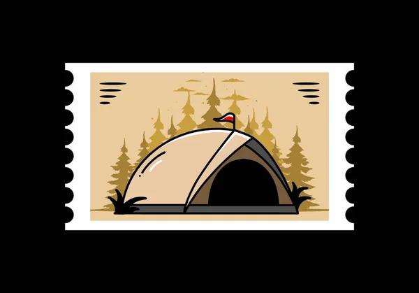 Illustration Badge Design Dome Tent Camping — 스톡 벡터