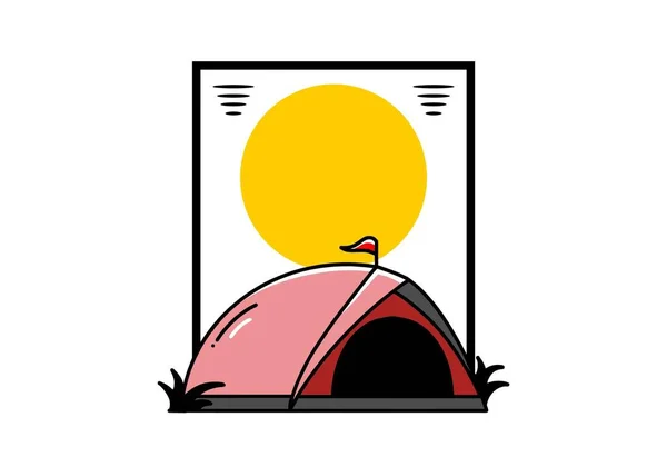 Illustration Badge Design Dome Tent Camping — Stockový vektor
