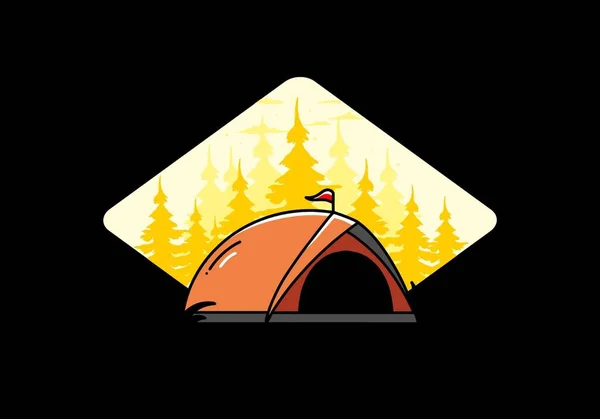 Abbildung Abzeichen Design Eines Kuppelzelts Camping — Stockvektor