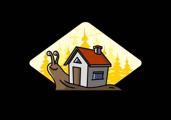 Illustration Design Walking Snail House — Vector de stock