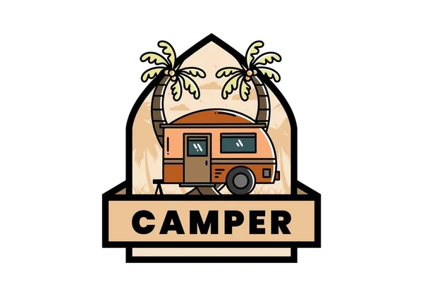 Illustration Design Teardrop Camper Coconut Tree — стоковый вектор