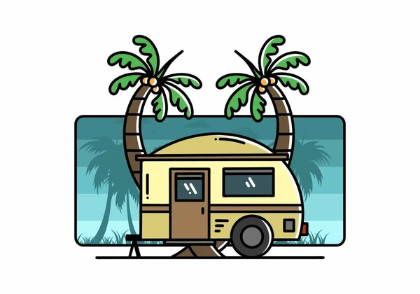 Illustration Design Teardrop Camper Coconut Tree — Stockový vektor