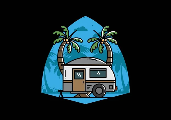 Illustration Design Teardrop Camper Coconut Tree — Stok Vektör