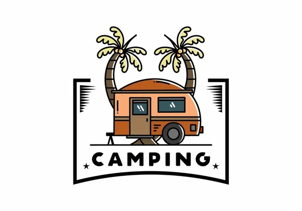 Illustration Design Teardrop Camper Coconut Tree — Stockvektor