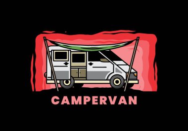 Illustration design of a camper van and flysheet
