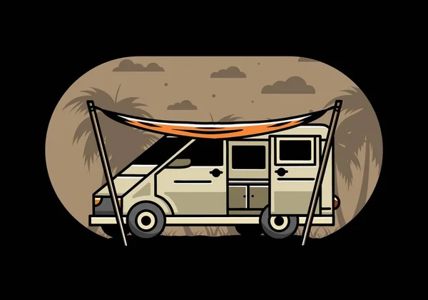 Illustration Design Camper Van Flysheet — Stockvektor