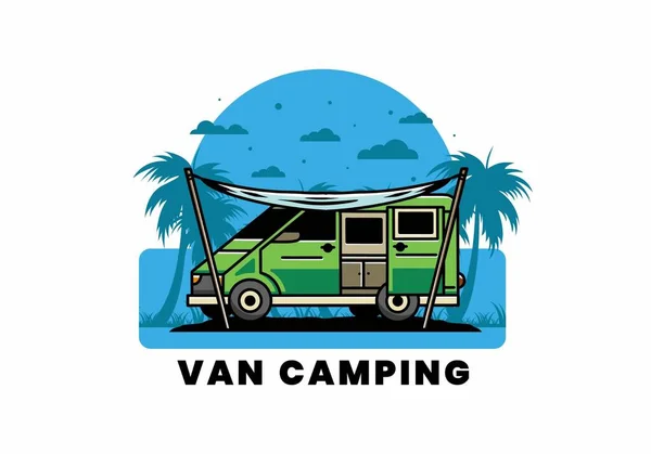 Illustration Design Camper Van Flysheet — Image vectorielle