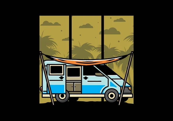 Illustration Design Camper Van Flysheet —  Vetores de Stock