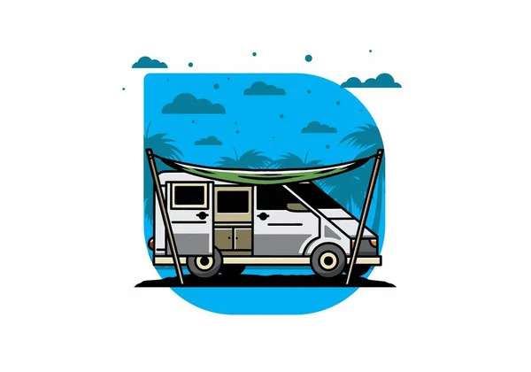 Illustration Design Camper Van Flysheet — Image vectorielle