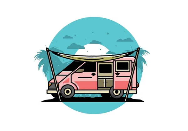 Illustration Design Camper Van Flysheet — Wektor stockowy