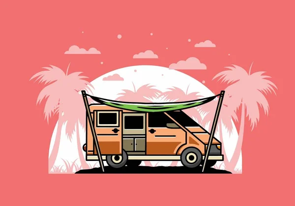 Illustration Design Camper Van Flysheet — ストックベクタ