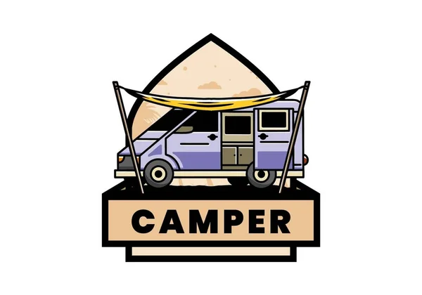 Illustration Design Camper Van Flysheet — стоковый вектор