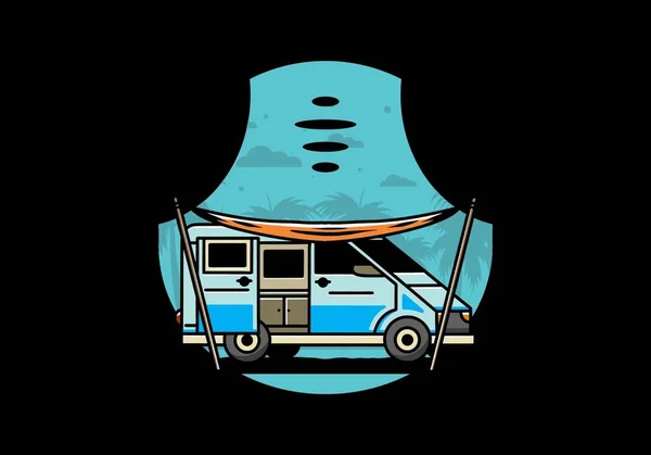 Illustration Design Camper Van Flysheet — Image vectorielle