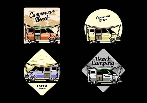 Illustration Design Camper Van Flysheet — Image vectorielle