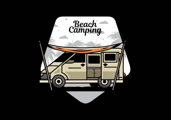 Illustration Design Camper Van Flysheet — стоковый вектор