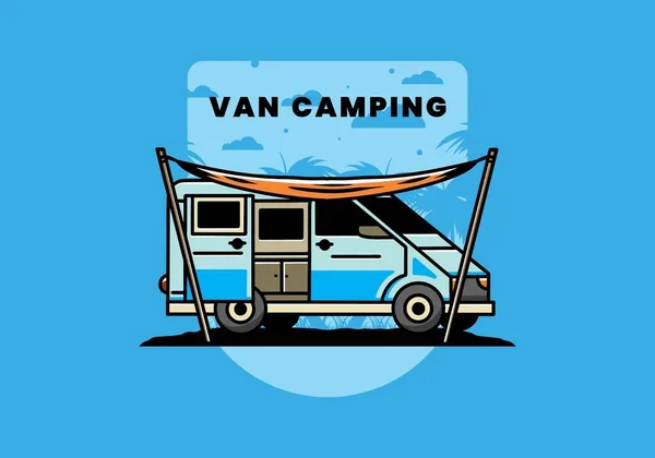 Illustration Design Camper Van Flysheet — Vector de stock