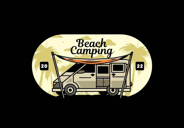 Illustration Design Camper Van Flysheet — Vector de stock