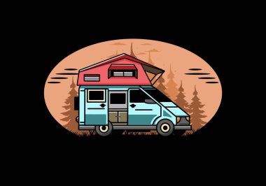 Çatı katındaki bir kampın tasarımı.