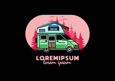 Çatı katındaki bir kampın tasarımı.