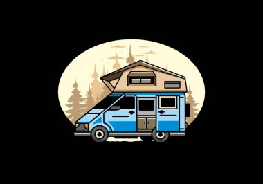 Çatı katındaki bir kampın tasarımı.