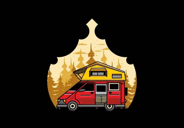 Illustration Design Camping Roof Car — Vetor de Stock