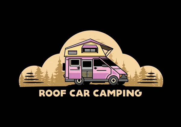 Illustration Design Camping Roof Car — стоковый вектор