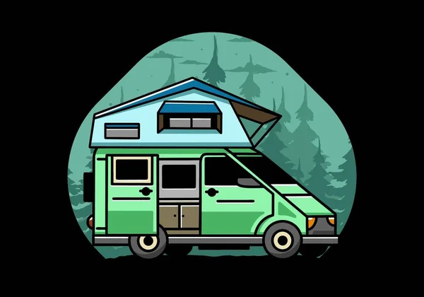 Illustratie Ontwerp Van Een Camping Een Dak Auto — Stockvector