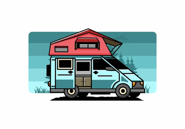 Illustration Design Camping Roof Car — Stockový vektor