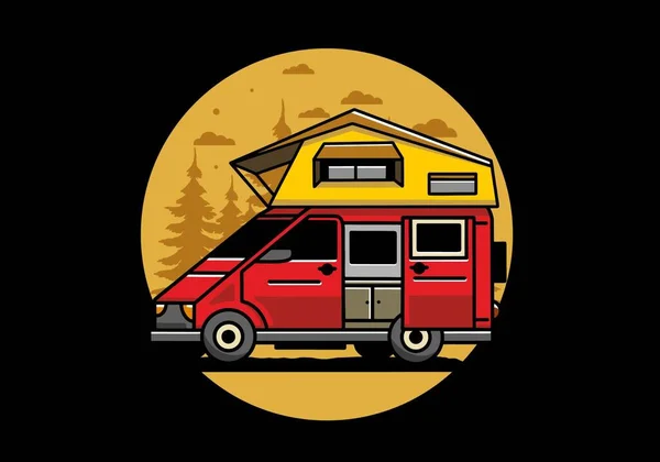 Illustration Design Camping Roof Car — Stockvektor