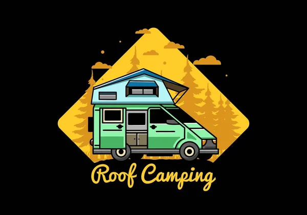 Illustration Design Camping Roof Car — Vetor de Stock