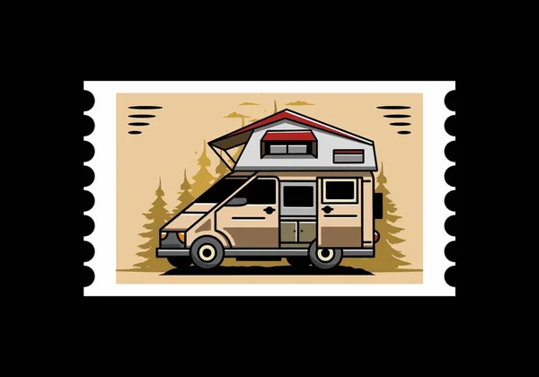 Illustration Design Camping Roof Car — Stockvektor