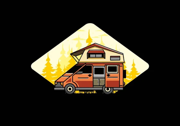 Illustration Design Camping Roof Car — Archivo Imágenes Vectoriales