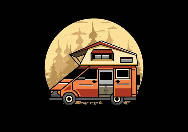 Illustration Design Camping Roof Car — Stockvektor