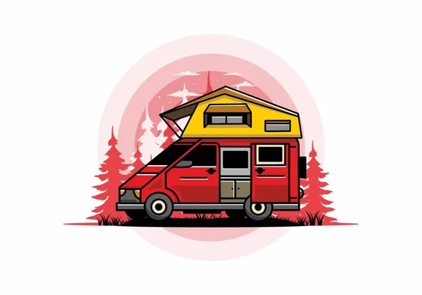 Illustration Design Camping Roof Car — 图库矢量图片