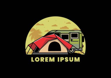 Bir minibüs ve kamp çadırı tasarımı.