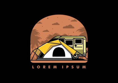 Bir minibüs ve kamp çadırı tasarımı.