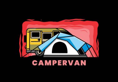 Bir minibüs ve kamp çadırı tasarımı.