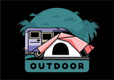 Bir minibüs ve kamp çadırı tasarımı.