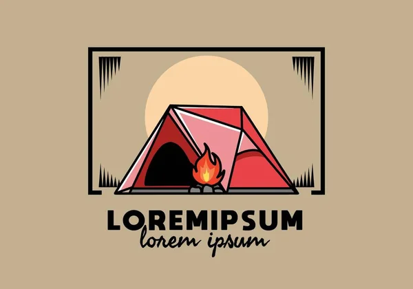 Illustration Design Triangle Camping Tent Bonfire — Stockvektor