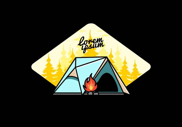 Illustration Design Triangle Camping Tent Bonfire — Stock Vector