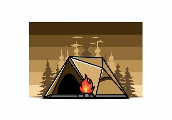 Illustration Design Triangle Camping Tent Bonfire — Stockový vektor