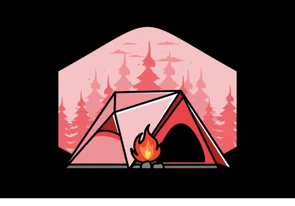 Illustration Design Triangle Camping Tent Bonfire — Image vectorielle