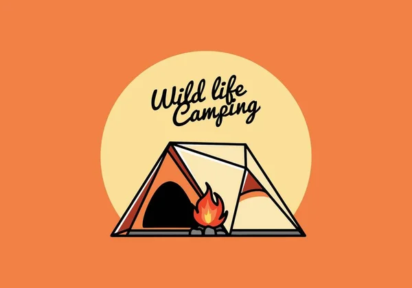 Illustration Design Triangle Camping Tent Bonfire — Stock Vector