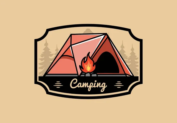 Illustration Design Triangle Camping Tent Bonfire — Vetor de Stock